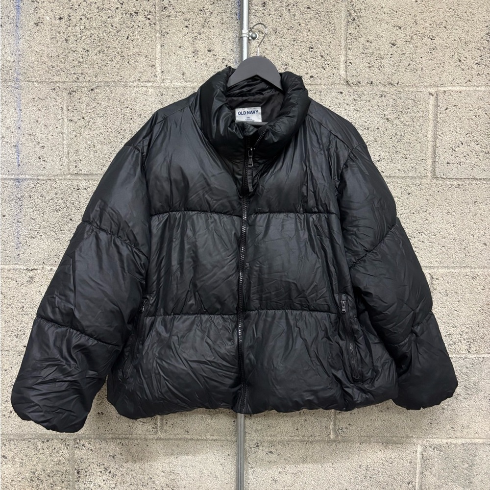 Old Navy Black Quilted Jacket Women’s XXL Cropped Zip Up Winter Coat Plus Size